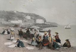 Femmes et pêcheurs de Nice : plage des Ponchettes à Nice (Alpes-maritimes) : [estampe] / Felix Benoist del. Bayot & Eug. Ciceri lith. | Benoist, Félix (1818-1896). Auteur